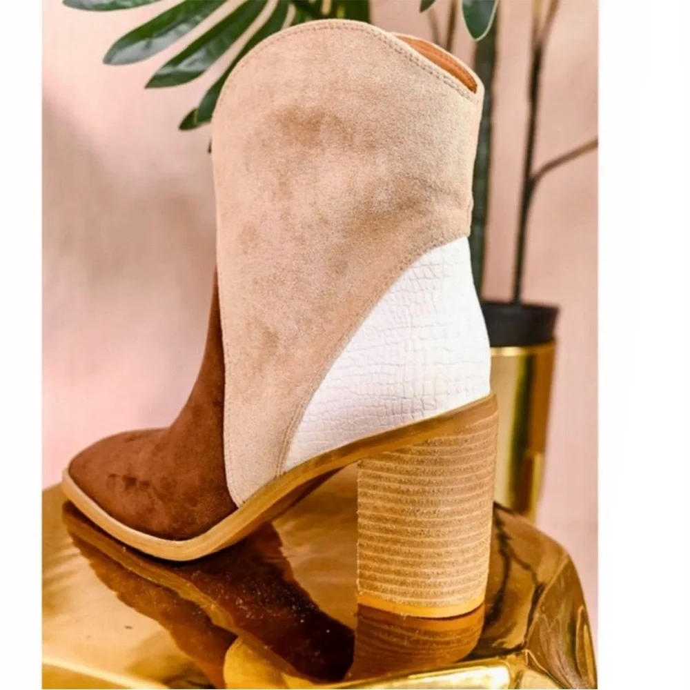 Chestnut Color Block Suede Boot - Picture 3 of 16